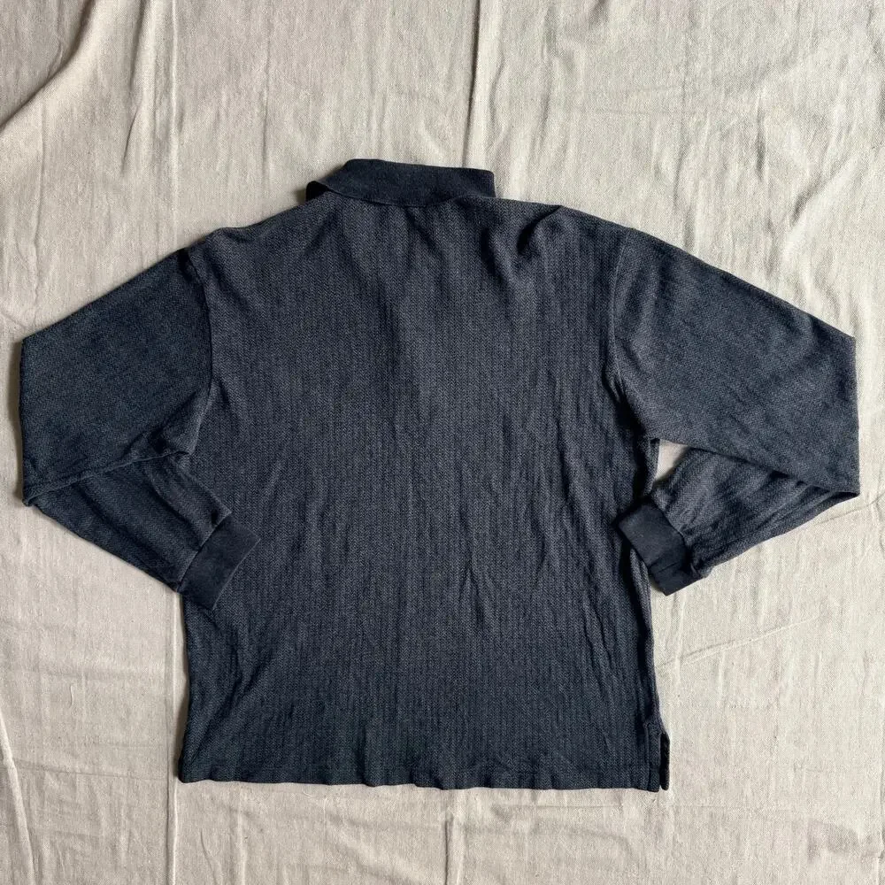 Vintage Polo Ralph Lauren Shirt Men's L L/S Textured Polo Rugby Style Pony 90's